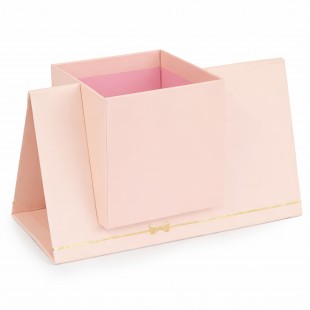 Cutie pătrată roz cu suport triunghiular 12×12×12 cm